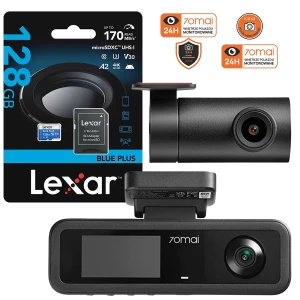 Kamera samochodowa 70mai T400 + kamera tylna RC21 + karta Lexar microSDXC Blue Plus 128GB + adapter SD