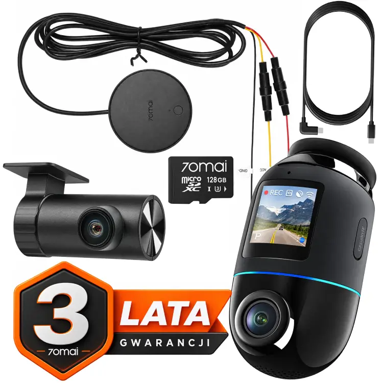 Kamera samochodowa 70mai 4K Omni X800 set Czarna kamera tylna RC14 karta 70mai 128GB UP04.webp