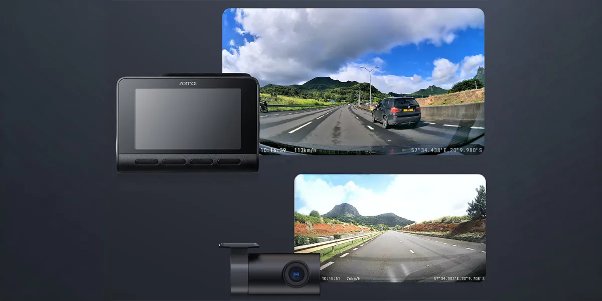 pokazana kamera przednia i tylna i obrazy jakie są widoczne z obu urządzeń