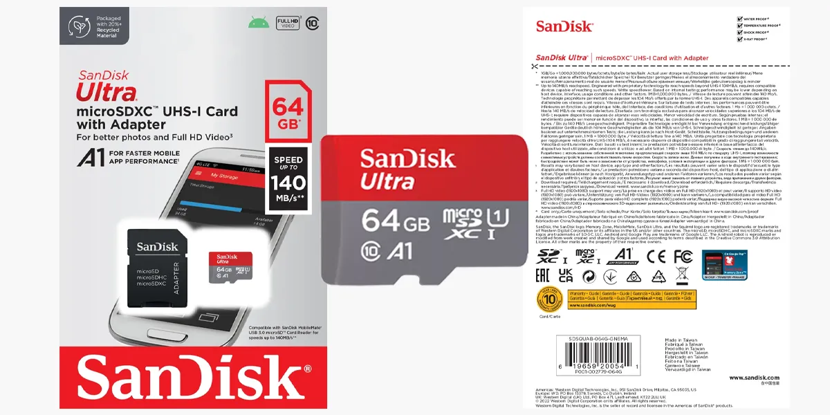 Sandisk micro Ultra SDXC 64GB 140MB/s A1