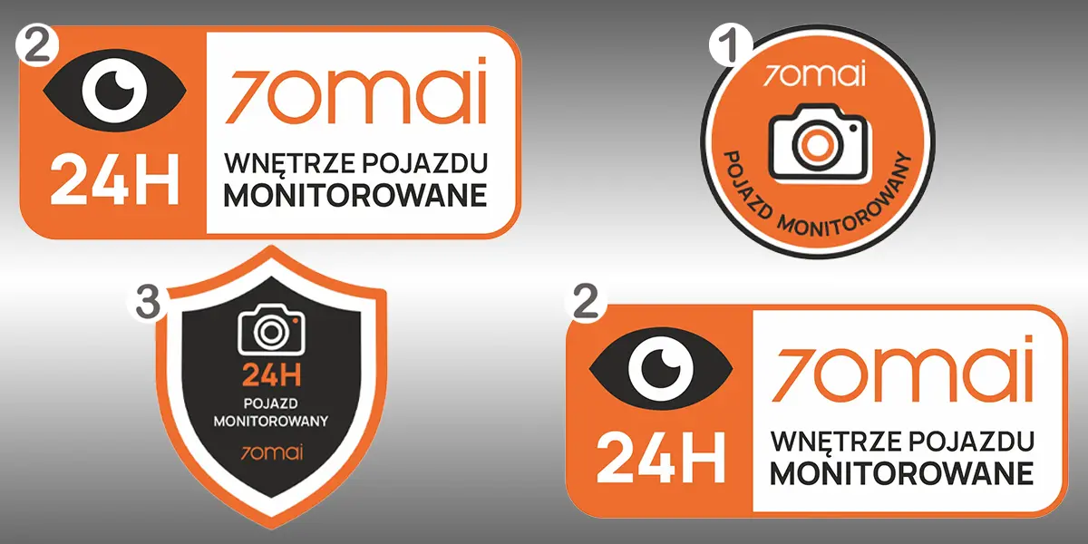 Naklejki do kamery T400 informujące o monitoringu wewnątrz i na zewnątrz auta